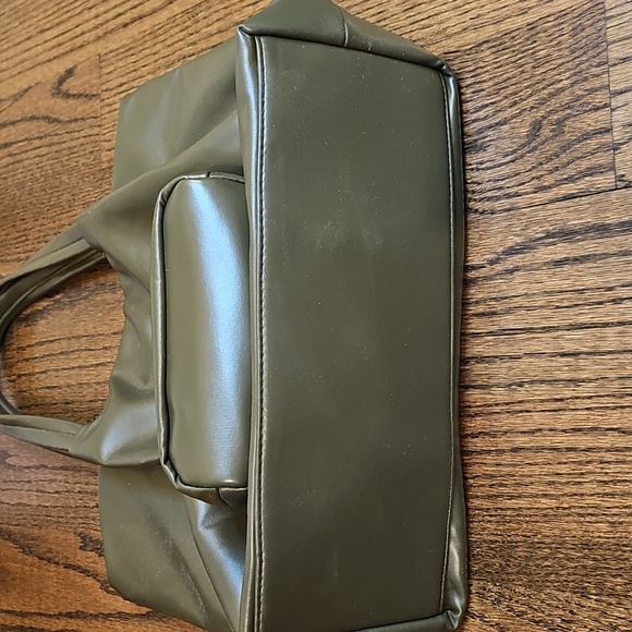 Neiman Marcus Olive Green Shopper Tote And Pouchette - Picture 3 of 8